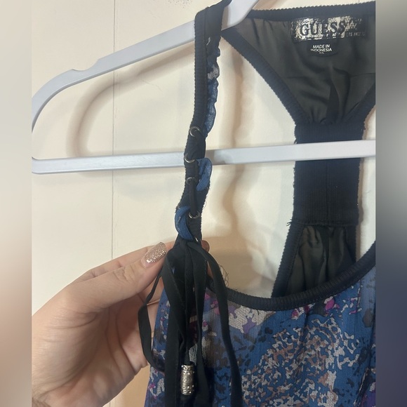 GUESS Womans Top XS Small Black Halter Sleeveless Beaded, sheer, - Picture 4 of 6